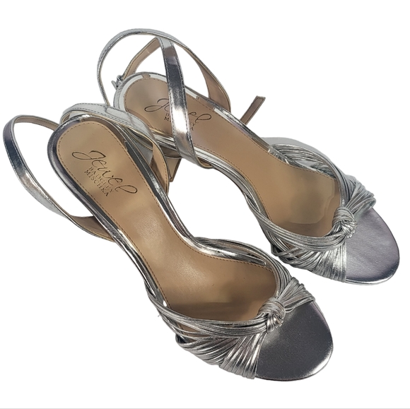 Jewel Badgley Mischka Christen Evening Sandals Silver 9 - Picture 6 of 7